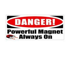 MRI Warning Sign, Reflective, "Powerful Magnet Always On" Sticker, Spanish 4" X 8"