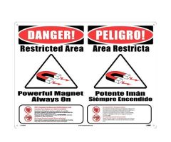MRI Warning Sign-Combination. For Items Not Allowed in MRI Room. Half English/Half Spanish 18 x 24, Plastic