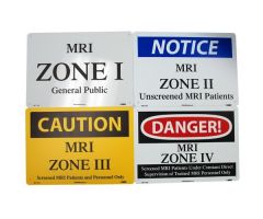 MRI Zone Sign, Zone 1, 10" X 14", Aluminum, General Public, 1 Each, White with Black Lettering