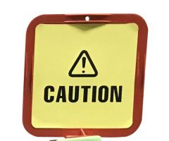 Lock in Sign Holder with Unrippable Vinyl Sign that Reads "Caution !"(2 Sided)