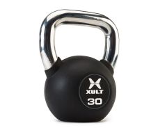 XULT Rubber Kettlebell with Stainless Steel Handle, Black, 25 lb.