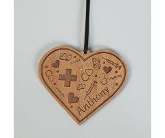 Male Nurse Etched Wood Ornament, Personalized