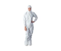 BioClean-D Drop-Down Cleanroom Coveralls with Hood and Boots, White, Size L