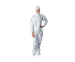 BioClean-D Drop-Down Cleanroom Coveralls with Hood and Boots, White, Size XL