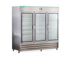 White Diamond Series Laboratory / Medical Refrigerator, Stainless Steel, 3 Glass Doors, 72 cu. ft.