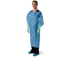 Poly-Coated Over-The-Head Protective Gowns with Thumb Loops, Blue, Size XL