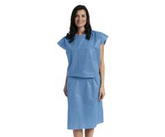 Sleeveless Tape Tab Neck and Waist Tie Multilayer Patient Gown, Blue, Size Regular / Large