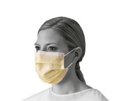 Basic Procedure Face Mask with Ear Loops, Yellow, Spunbond Polypropylene Outer / Thermalbond Polypropylene Inner