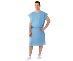 Sleeveless Front Back Opening with Tie Multilayer Patient Gown, Blue, Size Regular / Large