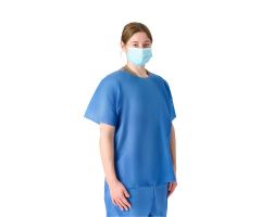 Disposable Unisex Scrub Shirt with Round Neck, Blue, Size 3XL	