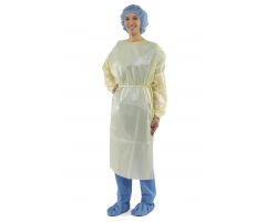 Poly Coated Overhead Isolation Gown with Full Back and Knit Cuffs, Yellow, Size XL
