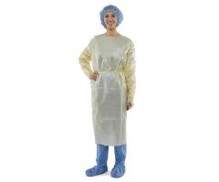 Poly-Coated Overhead Isolation Gown with Full Back and Thumb Loop Wrists, Yellow, Size Regular