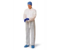 Heavyweight Spunbond Polypropylene Coveralls with Elastic Wrists and Open Ankles, Size XL, White