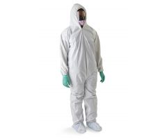 Static-Dissipative Microporous Breathable Coveralls with Hood and Boots, White, Size 3XL