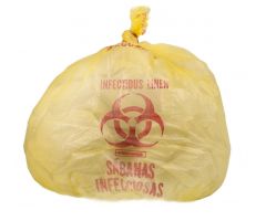 High-Density Biohazard Printed Liner, Infectious Linen, Yellow, 14 micron, 30.5" x 43", Roll