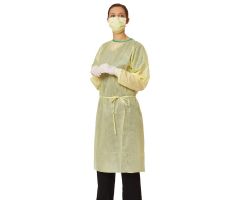 Medium-Weight AAMI Level 2 Isolation Gown with Elastic Wrists, Tape-Tab Neck, Yellow, Size M