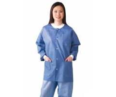 Multilayer Lab Jacket with Knit Cuffs and Collar, Blue, Size 2XL