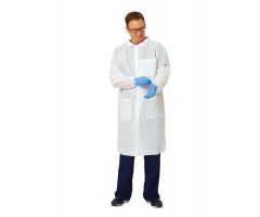 Disposable Knit-Cuff Multilayer Lab Coat with Traditional Collar, White, Size XL