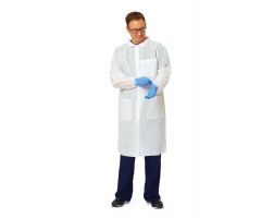 Disposable Knit-Cuff Multilayer SMS Lab Coat with Traditional Collar, White, Size 2XL