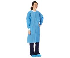 Multilayer Lab Coat with Knit Cuffs and Collar, Blue, Size XL