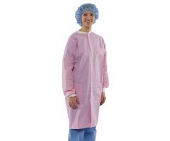 Multilayer Lab Coat with Knit Cuffs and Collar, Pink, Size L