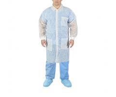 Spunbond Lab Coat with Sleeves and Cuff, White, Size 2XL