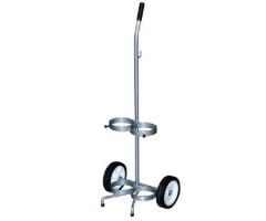 Aluminum Dual O2 Cart on Wheels for D or E Cylinders 38.5 " high