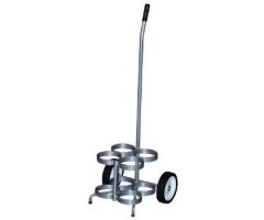 MRI Oxygen Cart for 4 Cylinders, Aluminum on Wheels for D or E Size Cylinders
