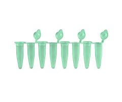 PCR 8-Strips. 0.2mL with Attached Individual Flat Caps, Green, 120/pk