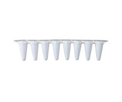 0.1mL qPCR 8-Strip (With SEPARATE Optical Strip Caps), WHITE 120/pk