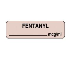 Anesthesia Label Tape with Expiration Date / Time / Initial, Fentanyl mcg / mL, 1-1/4" x 3/8", Tan