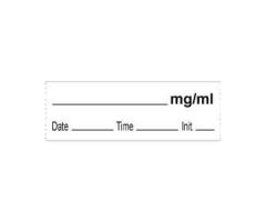 Anesthesia Label Tape with Date / Time / Initial, "____" mg / mL, 1/2" x 500", White