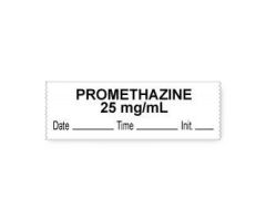 Anesthesia Label Tape with Date / Time / Initial, Promethazine 25 mg / mL, 1/2" x 500", White