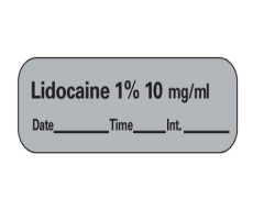 "Lidocaine" Tape Labels, 1-1/2" x 1/2", Gray, 500/Roll