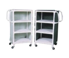 MRI PVC 3 Shelf Multi Use Linen Cart (20x25") w/Mesh or Solid Vinyl Cover, Color Choice