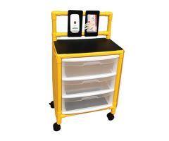 PVC Isolation Cart, Three Slide Out Drawers, 15.75" D x 26" L x 46" H, Yellow PVC Frame. Specify Color and Material of Cover in Order Text.