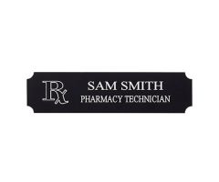 Black/Silver Name Badge w/ Engraved Rx