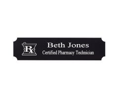 Black/Silver Name Badge w/ Engraved Mortar and Pestle