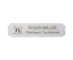 Silver/Black Name Badge w/ Engraved Mortar and Pestle