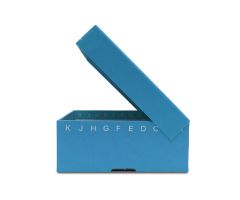 FlipTop Carboard freezer box w/ attached hinged lid, 2 inch, 100-place, blue, 5/pk