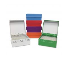 FlipTop Carboard freezer box w/ attached hinged lid, 2 inch, 100-place, purple, 5/pk