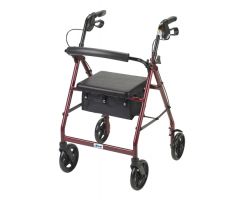 Rollator, Aluminum w/Fold-Up & Remov Back, Padded Seat Red