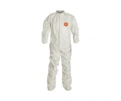 Tychem 4000 Coverall with Socks, No Hood, White, Size M, Bulk Packed