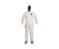 ProShield 10 Coverall with Hood and Socks / Boots, White, Size 5XL, Bulk Packed