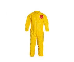 Tychem 2000 Zipper Front Coverall with Elastic Wrist and Ankle, Storm Flap, Yellow, Size 2XL, Bulk Packed