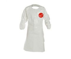 Tychem 4000 Long Sleeve Apron, White, Size 2XL, Hook and Loop Closure