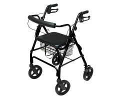 Rollator Alum Curv Br Black 8" Whl, Padded Seat, Lumex