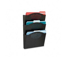 Black 12" x 3.25" x 17.25" Steel Letter-Sized Three-Pocket Wall Pockets