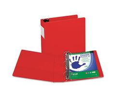 Clean Touch Locking Round Ring Reference Binder, 3" Cap, Red