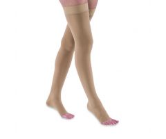 Open Toe Thigh High Compression Stocking Beige Size M